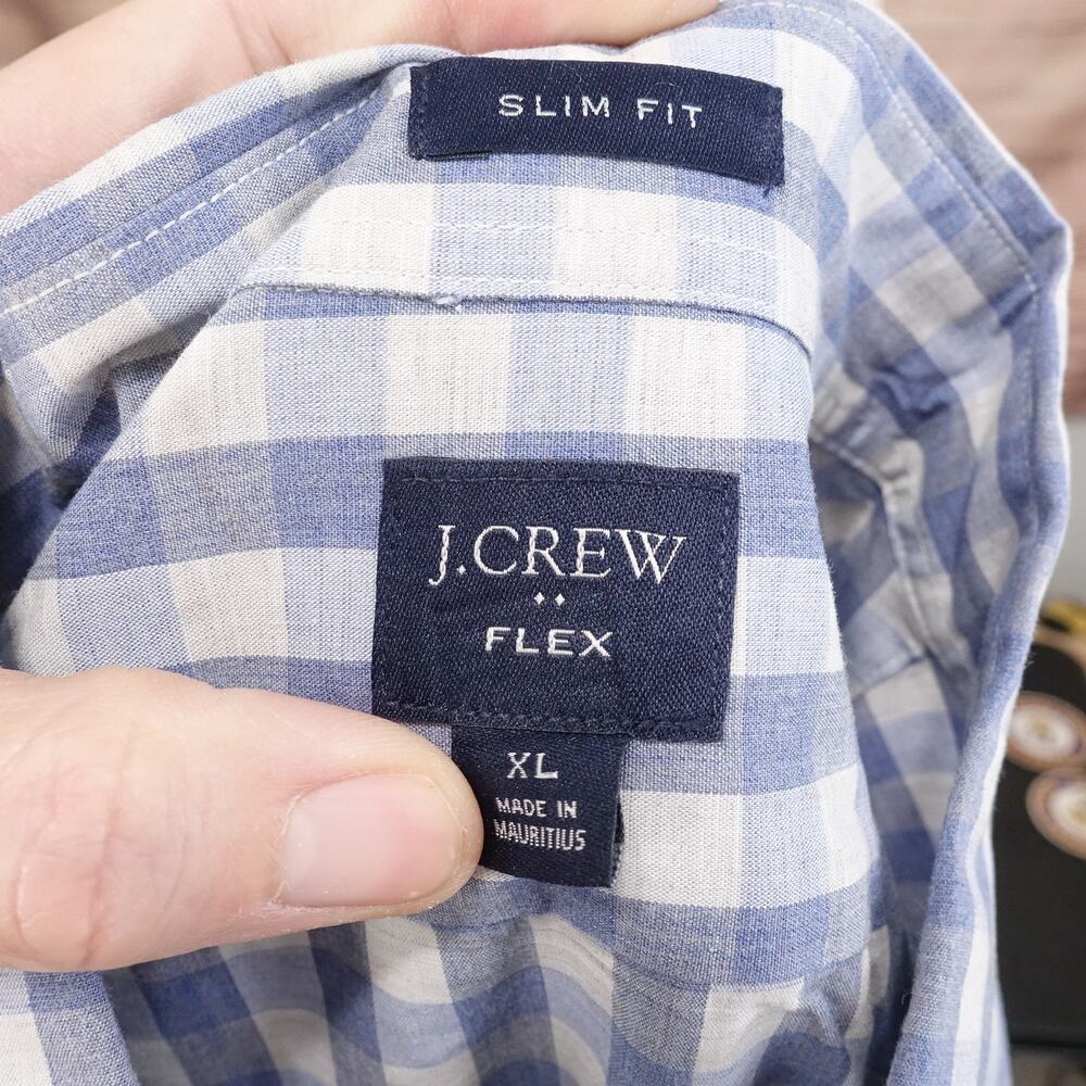 J CREW SLIM‎ FIT BLUE CHECK LONG SLEEVE BUTTON DOWN SHIRT MENS SIZE XL - Picture 6 of 6